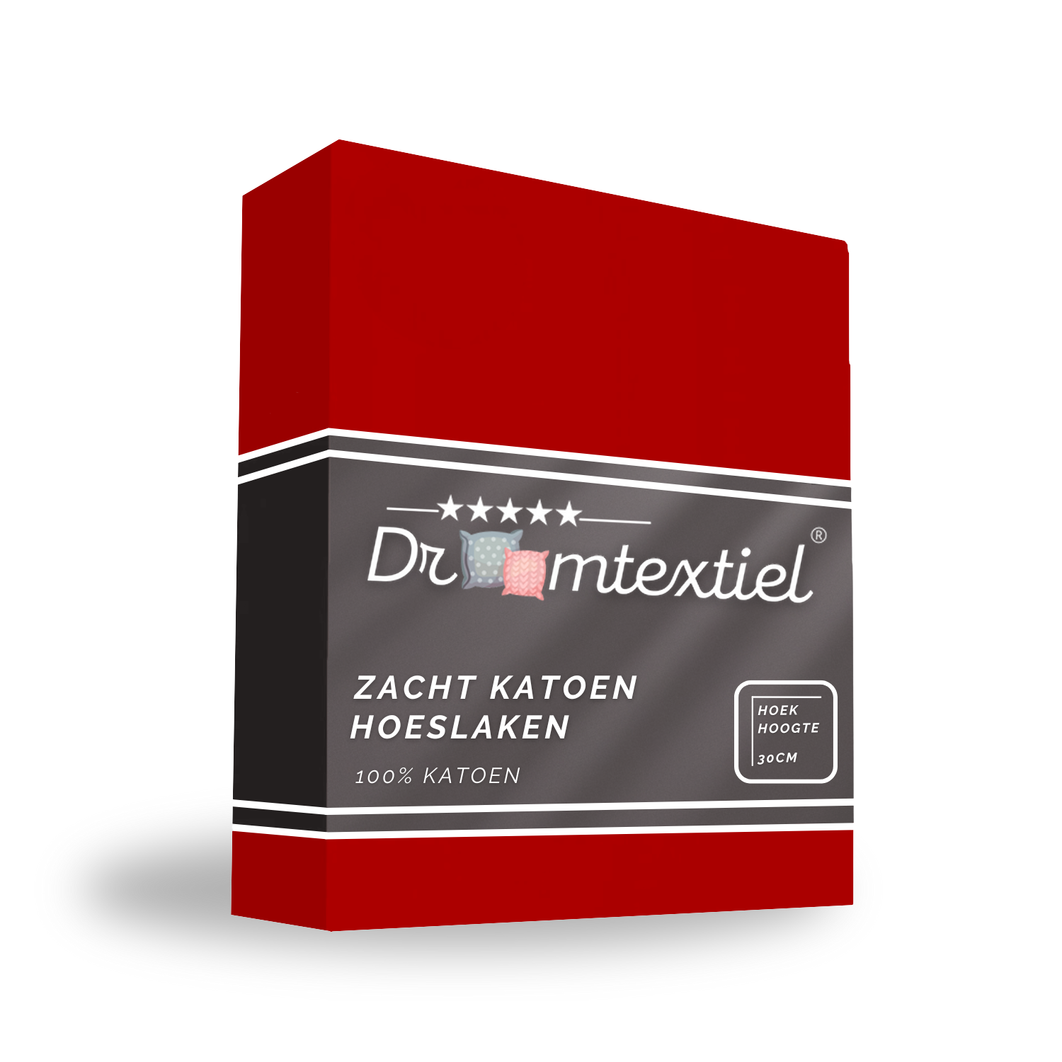 Droomtextiel Hoeslaken Katoen Rood 90x220 cm