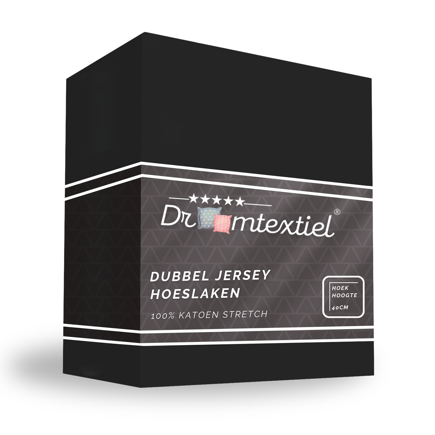 Droomtextiel Dubbel Jersey Hoeslaken Zwart 200x220 cm