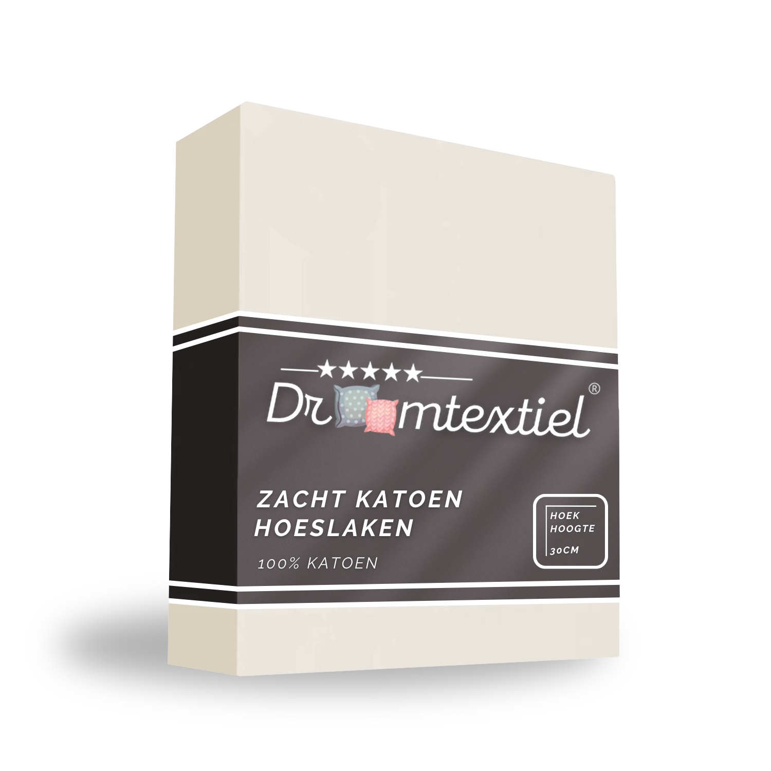 Droomtextiel Hoeslaken Katoen Ivoor 90x220 cm