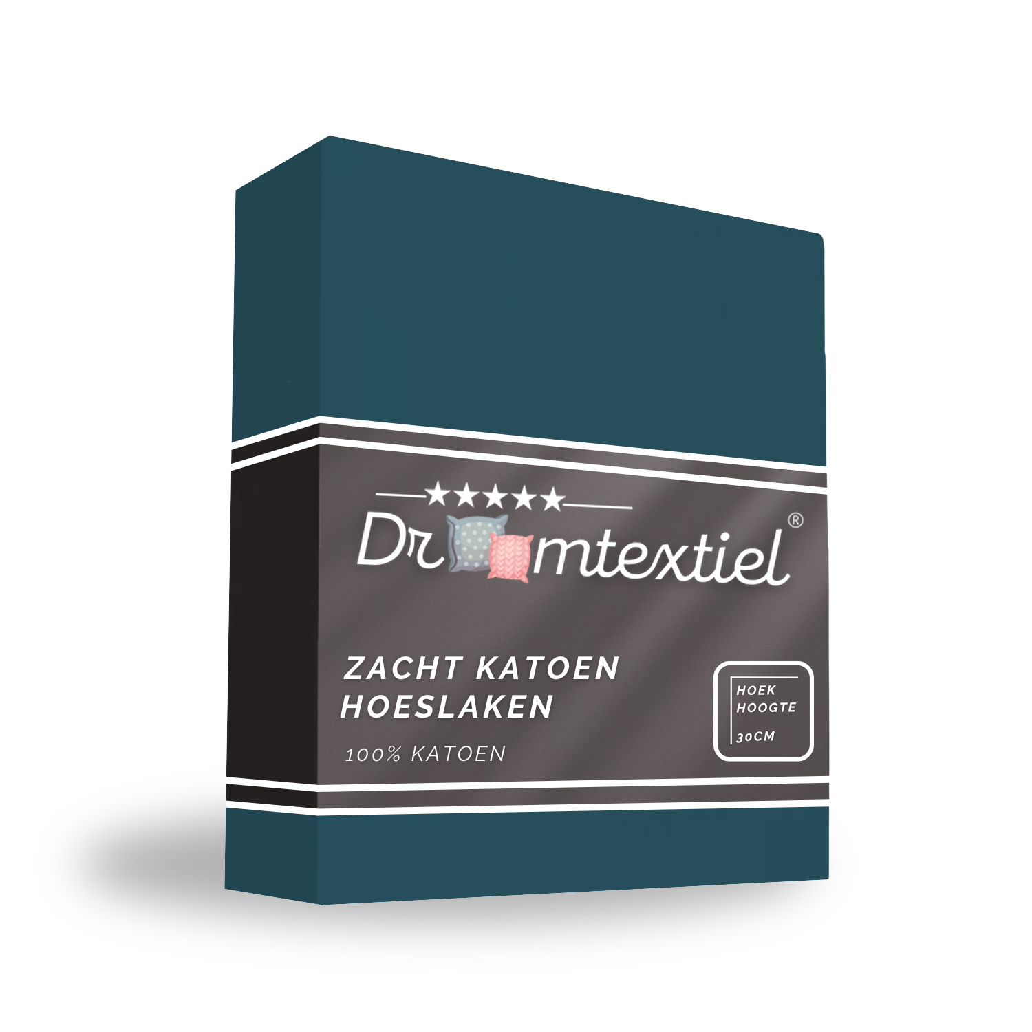 Droomtextiel Hoeslaken Katoen Petrol 90x220 cm