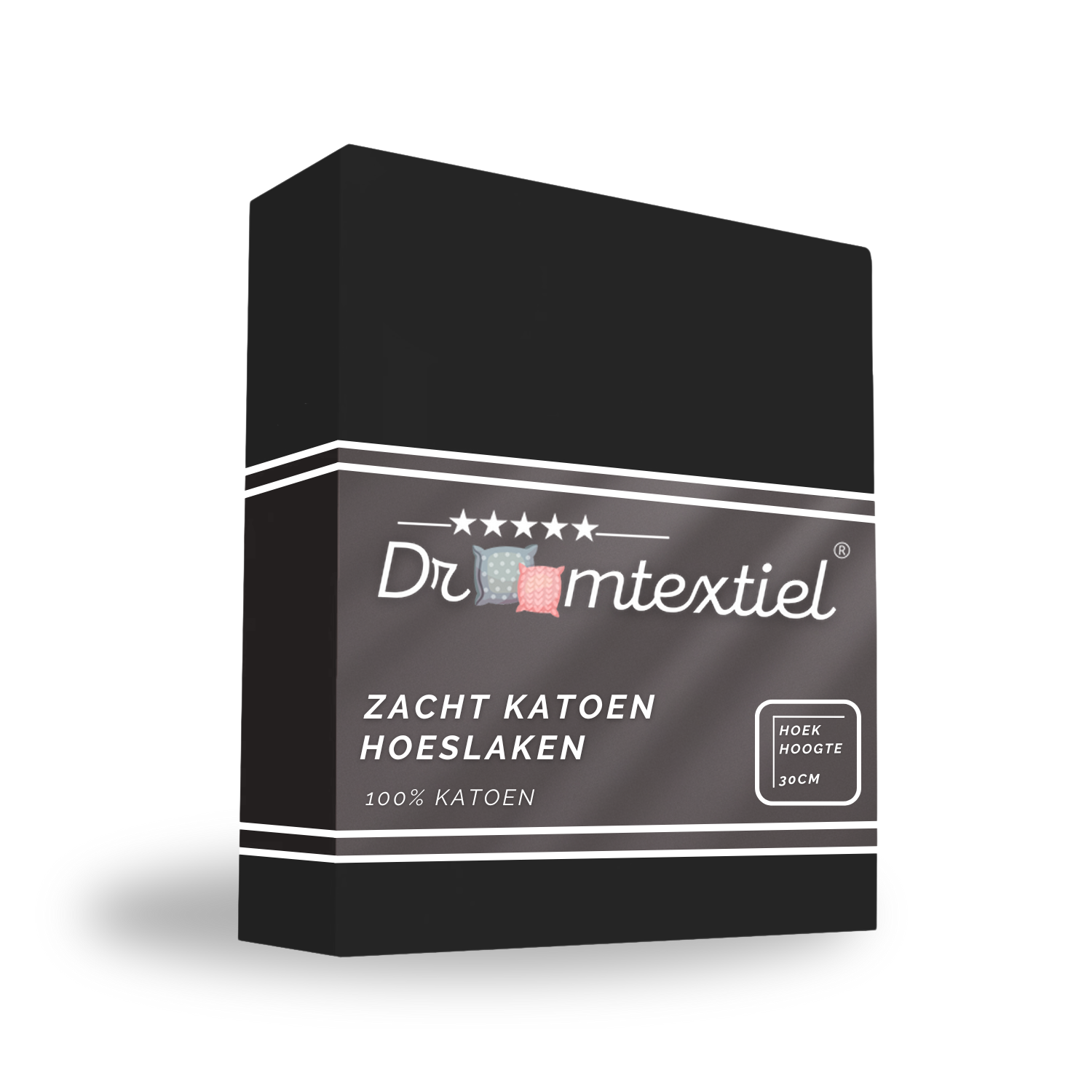 Droomtextiel Hoeslaken Katoen Zwart 90x220 cm