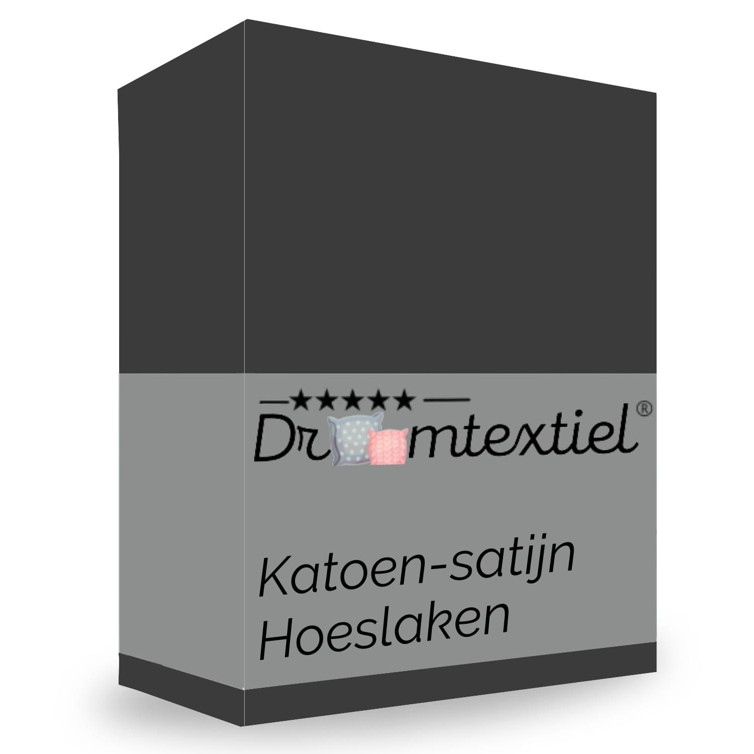 Droomtextiel Hoeslaken Satijn Katoen Antraciet - 90x220 cm