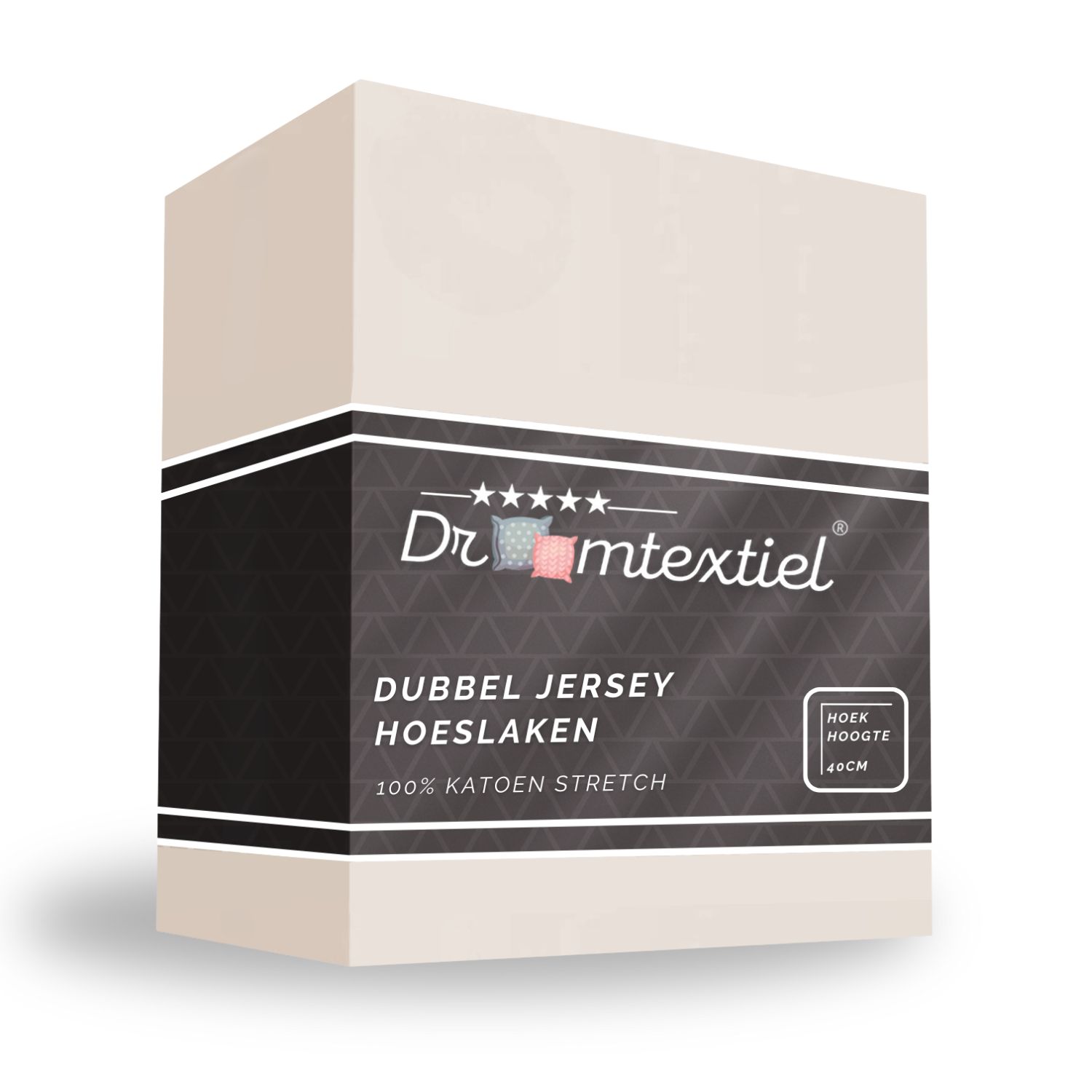 Droomtextiel Dubbel Jersey Hoeslaken Crème 200x220 cm