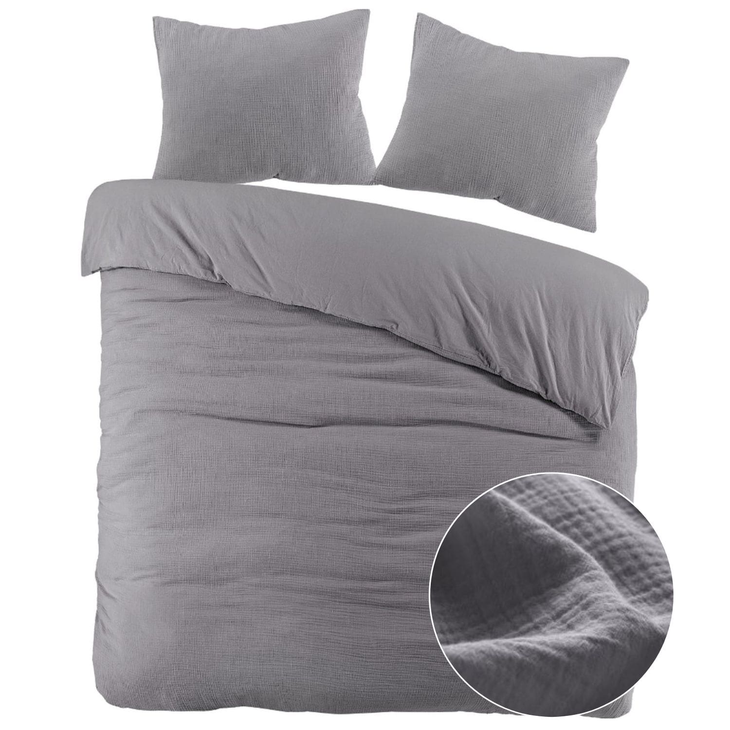 Papillon Dekbedovertrek Mousseline Grijs - 200x200/220 cm