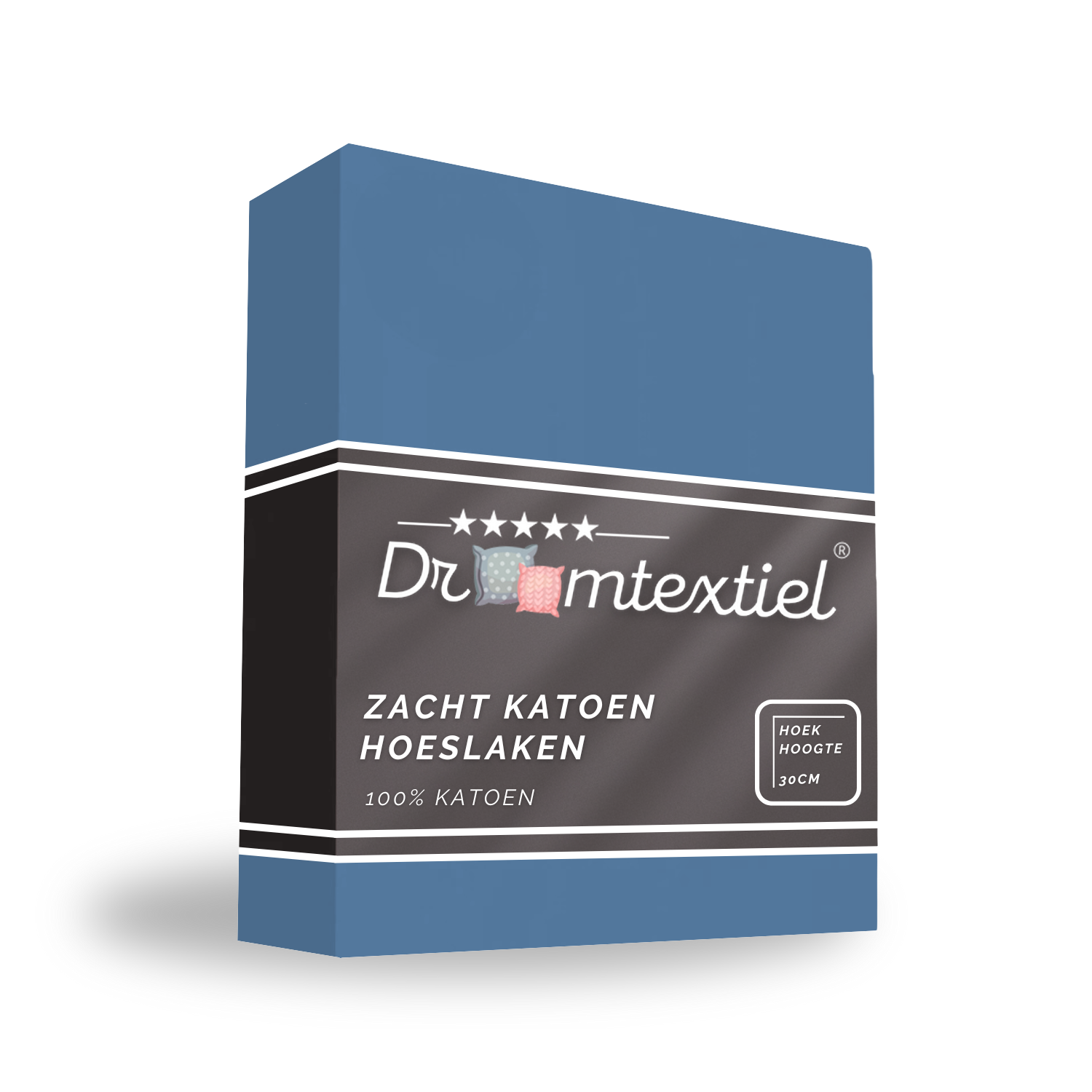 Droomtextiel Hoeslaken Katoen Blauw 90x220 cm