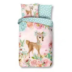 Droomtextiel Dekbedovertrek Kinderen Bambi Hertje 140x200/220cm - 100% Zacht Katoen