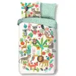 Good Morning Dekbedovertrek Kinderen Happy Tijger leeuw aapje 140x200/220 cm + 1 Kussensloop - 100% Zacht Katoen