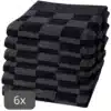 Droomtextiel Geblokte Keukendoeken Antraciet 6 Stuks - 100% Katoen - 50x50cm - Horecakwaliteit