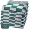 Droomtextiel Geblokte Keukendoeken Groen - Wit 6 Stuks - 100% Katoen - 50x50cm - Horecakwaliteit