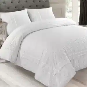 Droomtextiel Papillon Dekbedovertrek Parma Broderie Wit Tweepersoons 200-200/220 cm - Rondom afgewerkt met kant - Hoogwaardige Percale KatoenParma