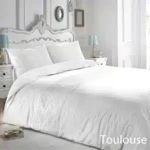 Droomtextiel Papillon Dekbedovertrek Toulouse Wit Tweepersoons 200-200/220 cm - Zeer Hoogwaardige Percale Katoen Super Zacht