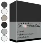 Droomtextiel Velvet Hoeslaken Zwart - 160x200 cm