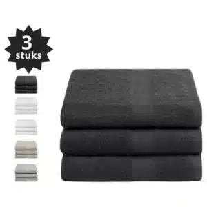 Droomtextiel® Luxe Badhanddoeken Antraciet 70x140 cm 3 Stuks Pure Katoen Heerlijk Zacht