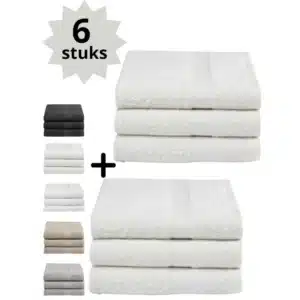 Droomtextiel® Luxe Badhanddoeken Ivoor-Crème 70x140 cm 6 Stuks Pure Katoen Heerlijk Zacht