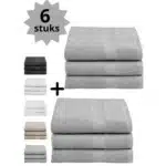 Droomtextiel® Luxe Badhanddoeken Licht Grijs 70x140 cm 6 Stuks Pure Katoen Heerlijk Zacht
