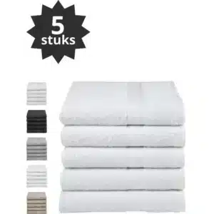 Droomtextiel® Luxe Badhanddoeken Wit 50x100 cm 5 Stuks Pure Katoen Heerlijk Zacht