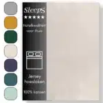 Sleeps  Jersey Hoeslaken - Crème Lits-Jumeaux 200x200/220 cm - 100% Katoen -  Hoge Hoek - Heerlijk Zacht Gebreid - - Strijkvrij - Rondom elastiek - Stretch -