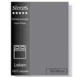 Sleeps Lakens Katoen Donker Grijs - 1 Persoons 150 x 260 cm - 100% Katoen - Hoogwaardig Hotelkwaliteit - Heerlijk Zacht
