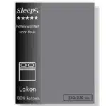 Sleeps Lakens Katoen Donker Grijs - Lits-Jumeaux 240 x 270 cm - 100% Katoen - Hoogwaardig Hotelkwaliteit - Heerlijk Zacht