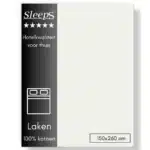Sleeps Lakens Katoen Ivoor - 1 Persoons 150 x 260 cm - 100% Katoen - Hoogwaardig Hotelkwaliteit - Heerlijk Zacht