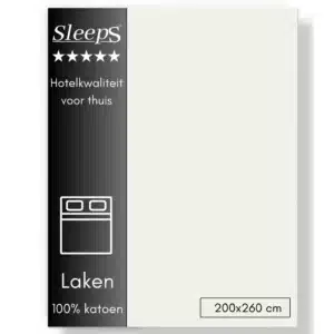 Sleeps Lakens Katoen Ivoor - 2 Persoons 200 x 260 cm - 100% Katoen - Hoogwaardig Hotelkwaliteit - Heerlijk Zacht