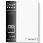 Sleeps Lakens Katoen Wit - 2 Persoons 200 x 260 cm - 100% Katoen - Hoogwaardig Hotelkwaliteit - Heerlijk Zacht
