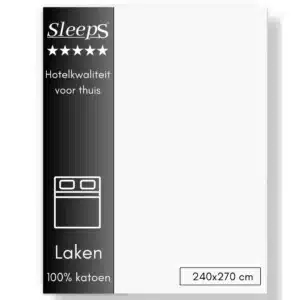 Sleeps Lakens Katoen Wit - Lits-Jumeaux 240 x 270 cm - 100% Katoen - Hoogwaardig Hotelkwaliteit - Heerlijk Zacht