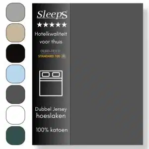 Sleeps Luxe Dubbel Jersey Hoeslaken Antraciet - 90 x 220 cm - 100% Hoogwaardige Katoen - Hoge Hoek - Perfecte Pasform