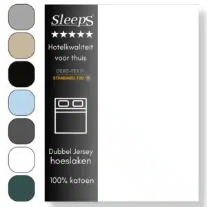 Sleeps Luxe Dubbel Jersey Hoeslaken Wit - 140 x 200 cm - 100% Hoogwaardige Katoen - Hoge Hoek - Perfecte Pasvorm