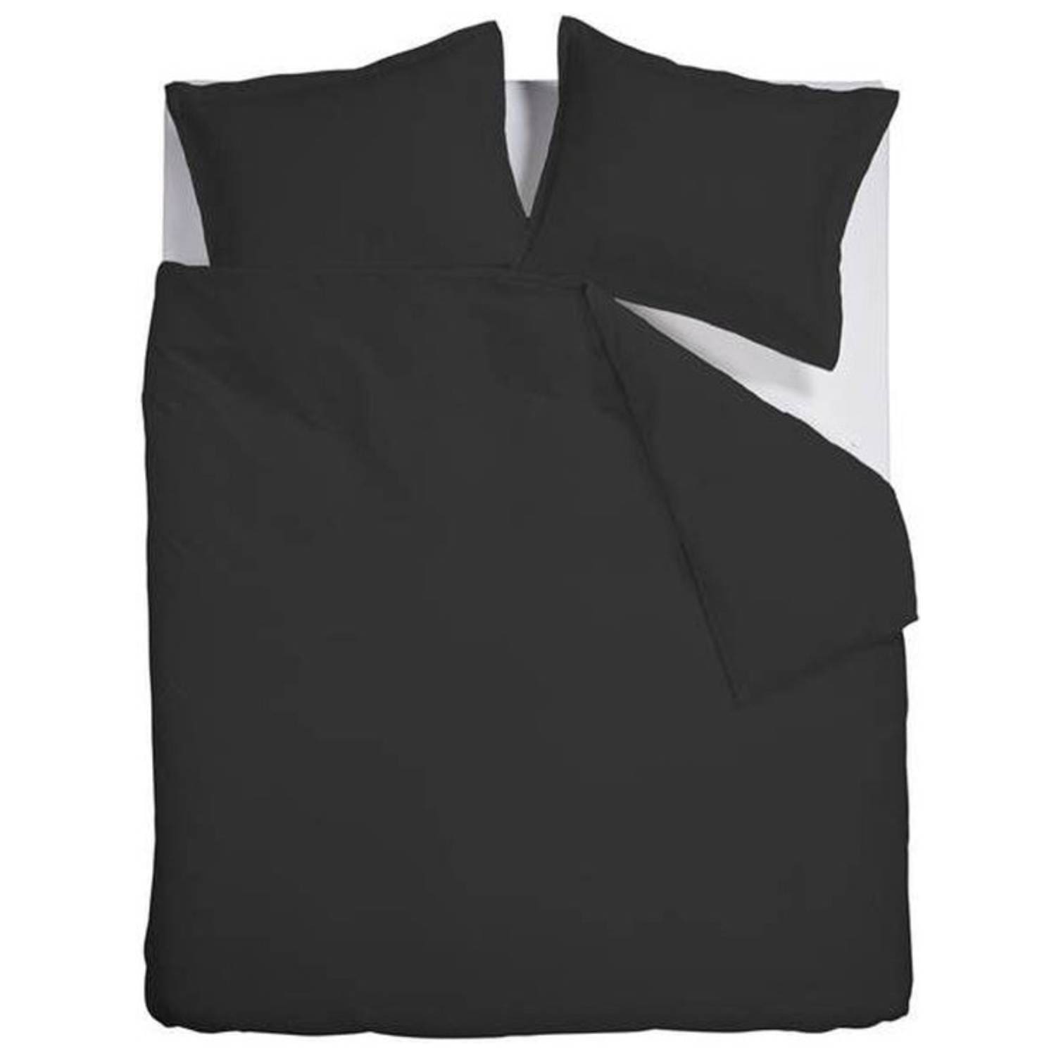 Ambiante Satin Uni Dekbedovertrek - Tweepersoons - 200x200/220 cm - Zwart