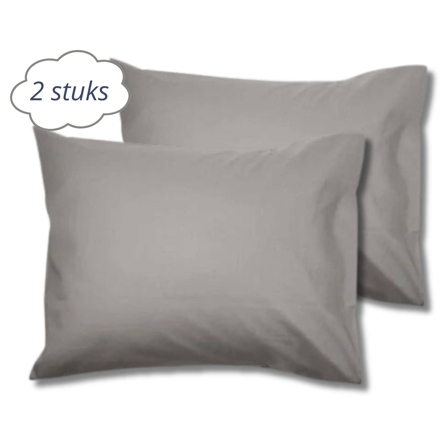 Droomtextiel Katoen Kussenslopen Grijs Set van 2