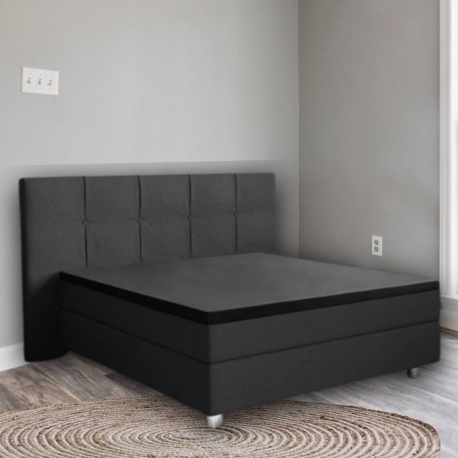 Droomtextiel Topper Hoeslaken - Katoen Satijn 90x200 cm - Zwart