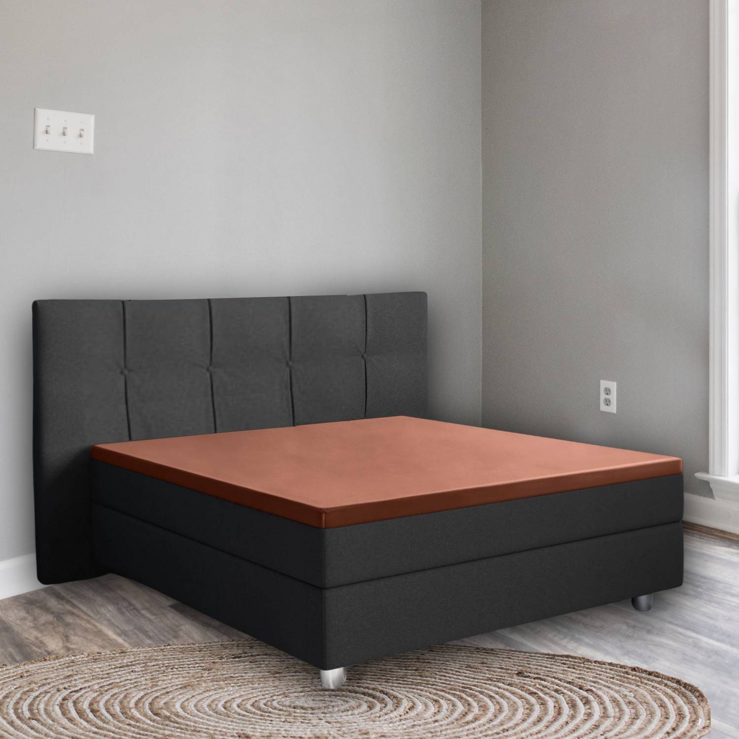 Droomtextiel Topper Hoeslaken - Katoen Satijn 90x220 cm - Roest Bruin