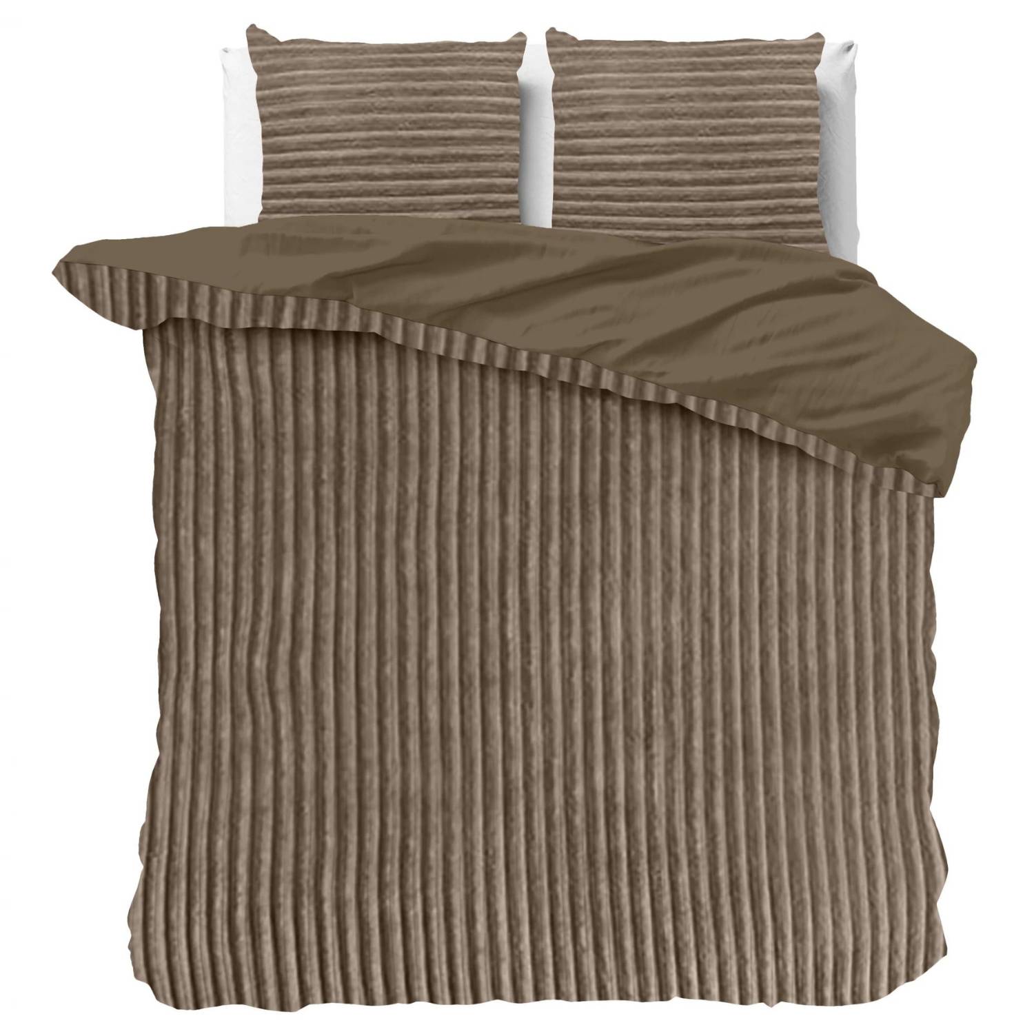 Droomtextiel Teddy Rib Dekbedovertrek Taupe - 200x200/220 cm