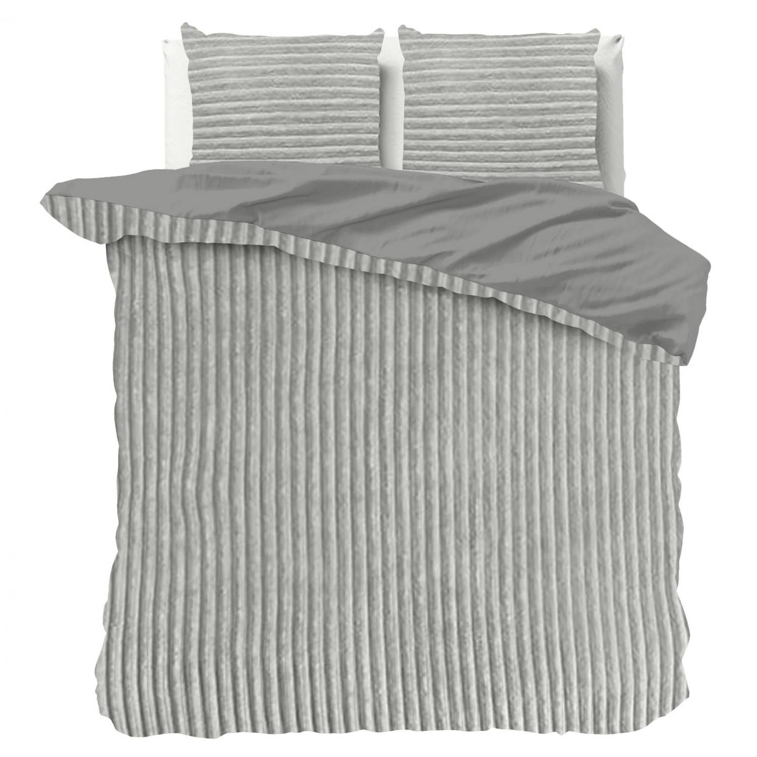 Droomtextiel Teddy Rib Dekbedovertrek Grijs - 200x200/220 cm