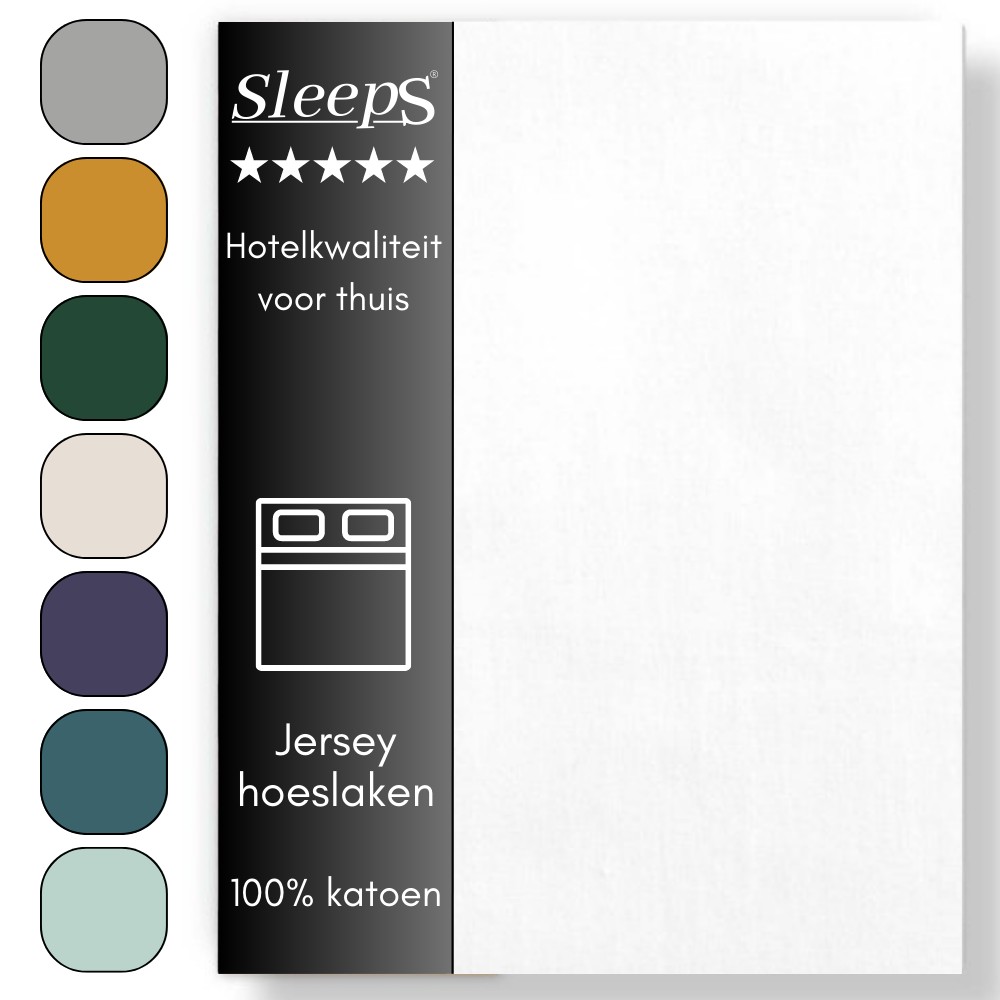 Sleeps Jersey Hoeslaken Wit - 180x200/220 cm