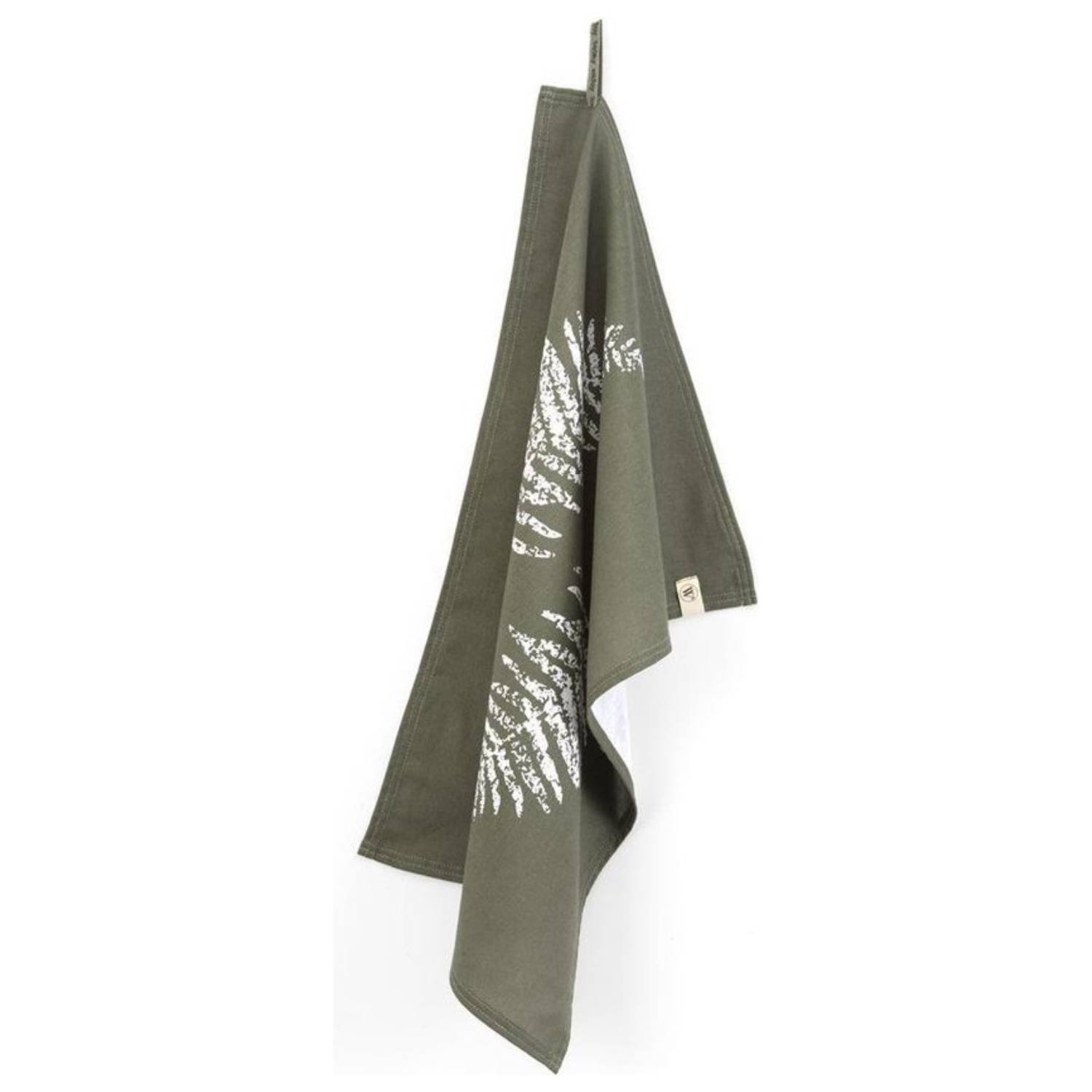 Walra Theedoek Dry with Leaves - 50x70 - 100% Katoen - Legergroen