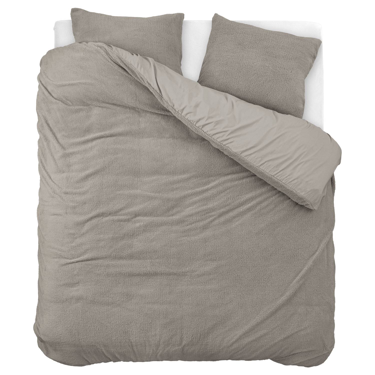 Droomtextiel Teddy Dekbedovertrek Kaki - 240x200/220 cm