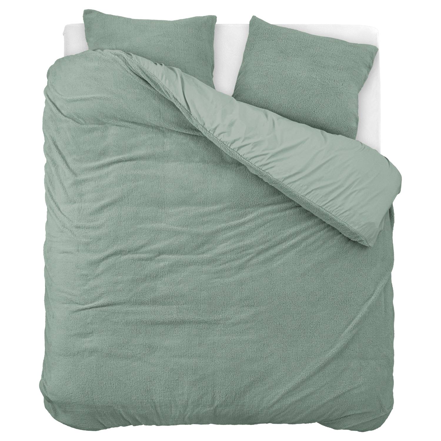 Droomtextiel Teddy Dekbedovertrek Groen - 240x200/220 cm