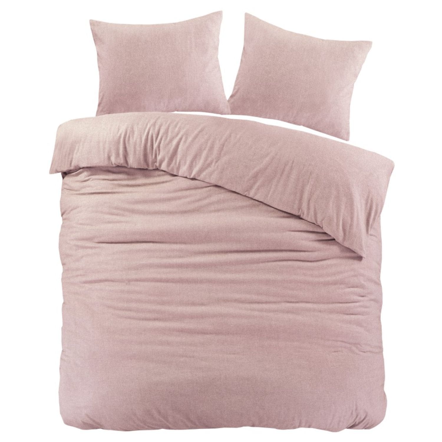 Droomtextiel Uni Dekbedovertrek Flanel Roze - 240 x 200/220 cm