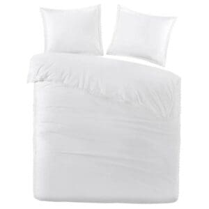 Witte dekbedovertrekset met twee kussenslopen