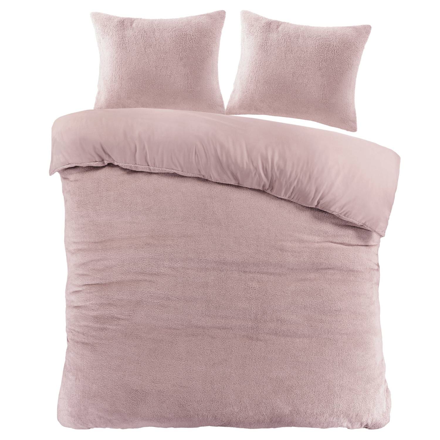Zacht roze dekbedovertrek met kussenslopen