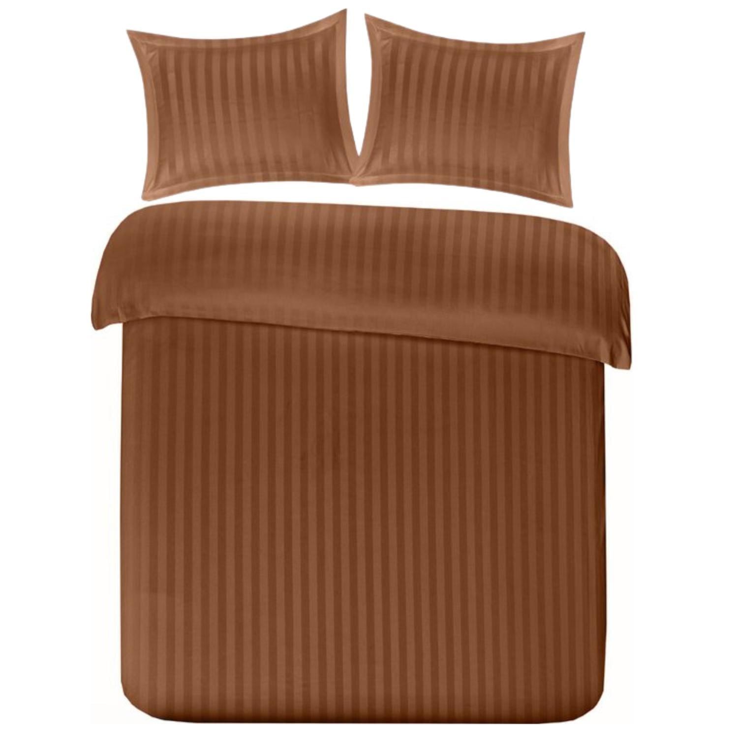 Papillon Satijn Streep Dekbedovertrek Bruin - 240x200/220 cm
