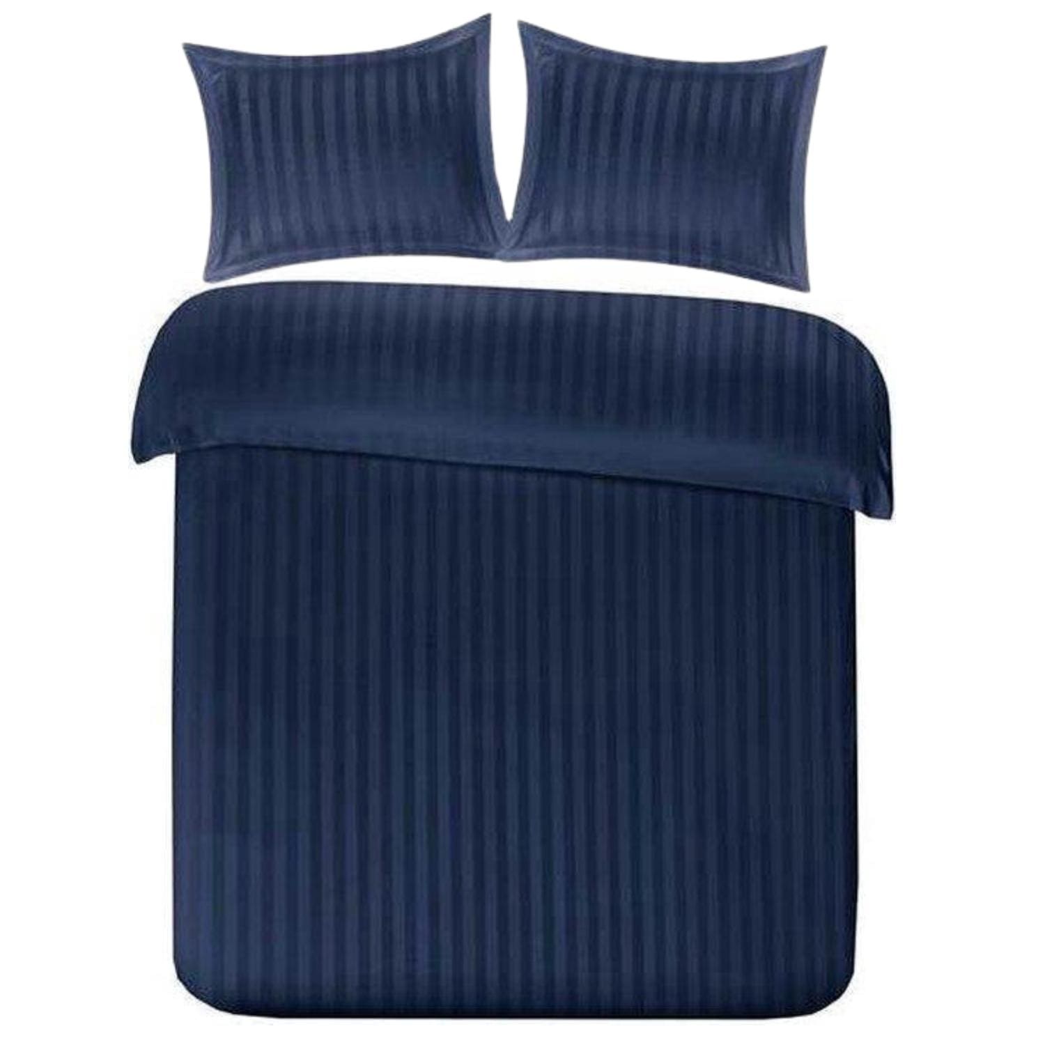 Papillon Satijn Streep Dekbedovertrek Navy - 240x200/220 cm
