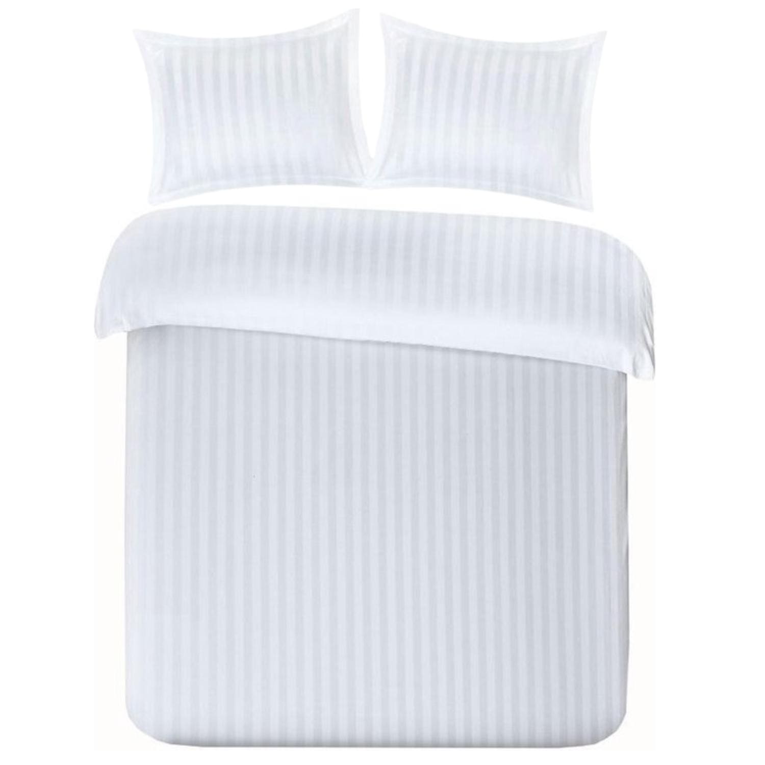 Papillon Satijn Streep Dekbedovertrek Wit - 240x200/220 cm
