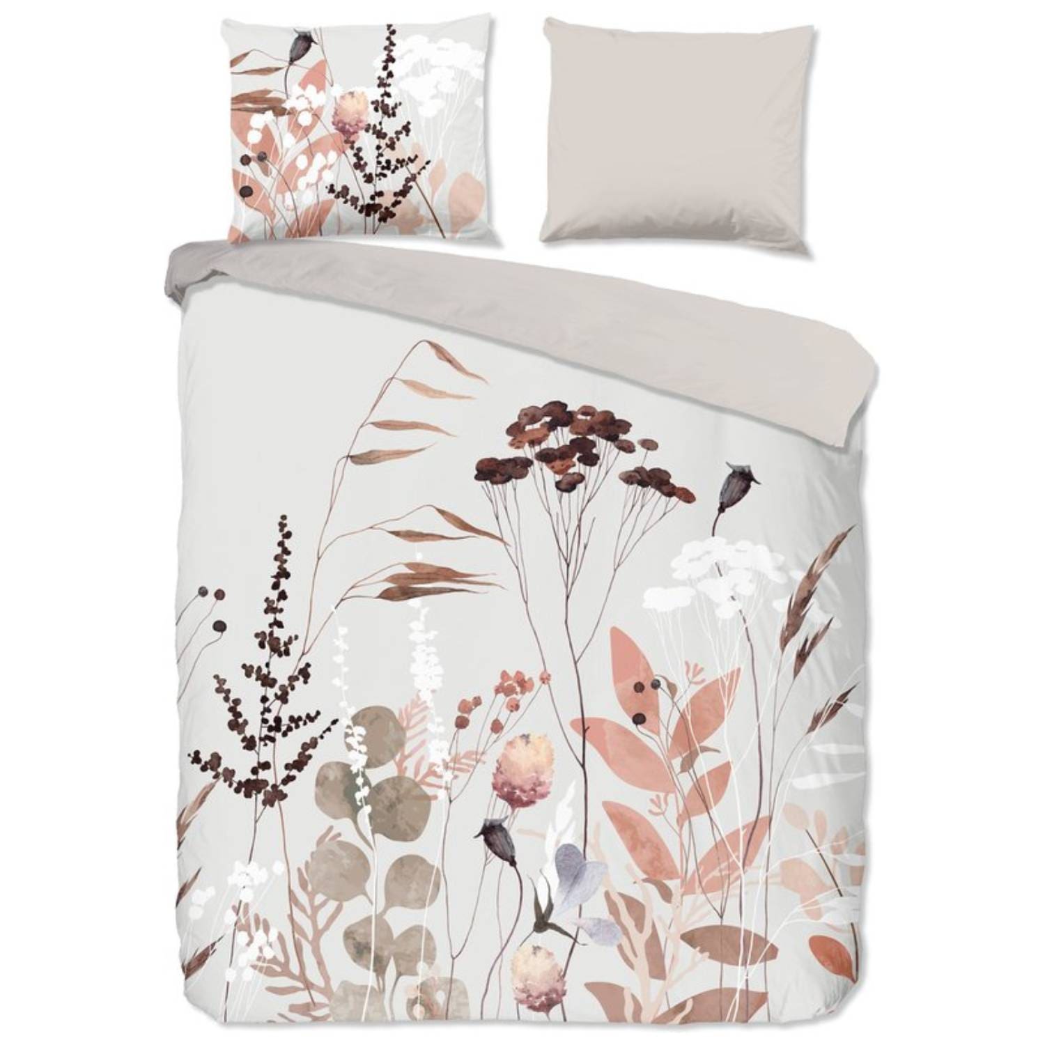 Good Morning Dekbedovertrek Moya Grijs - 200x200/220 cm - Katoen