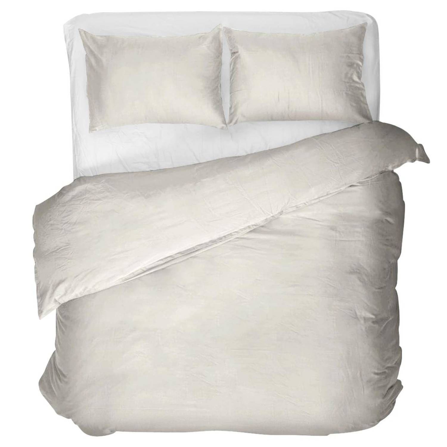 Luxe Egyptische Katoenen Dekbedovertrek Crème Lits-Jumeaux 240x200/220 cm - Zeer Hoogwaardige Kwaliteit - Super Zacht