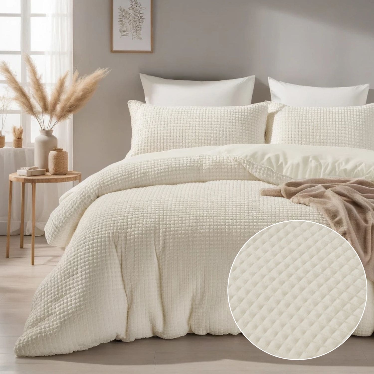 Droomtextiel Teddy Dekbedovertrek Block Beige - 140x200/220 cm