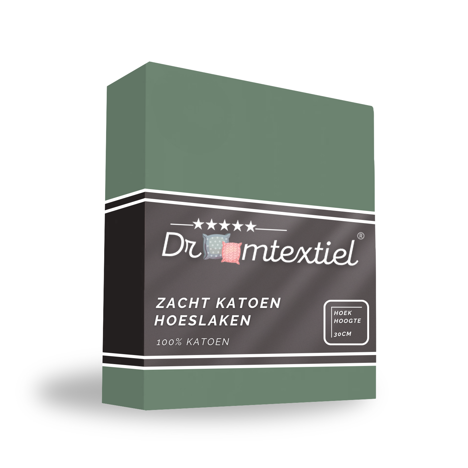 Droomtextiel Hoeslaken Katoen Groen 90x220 cm