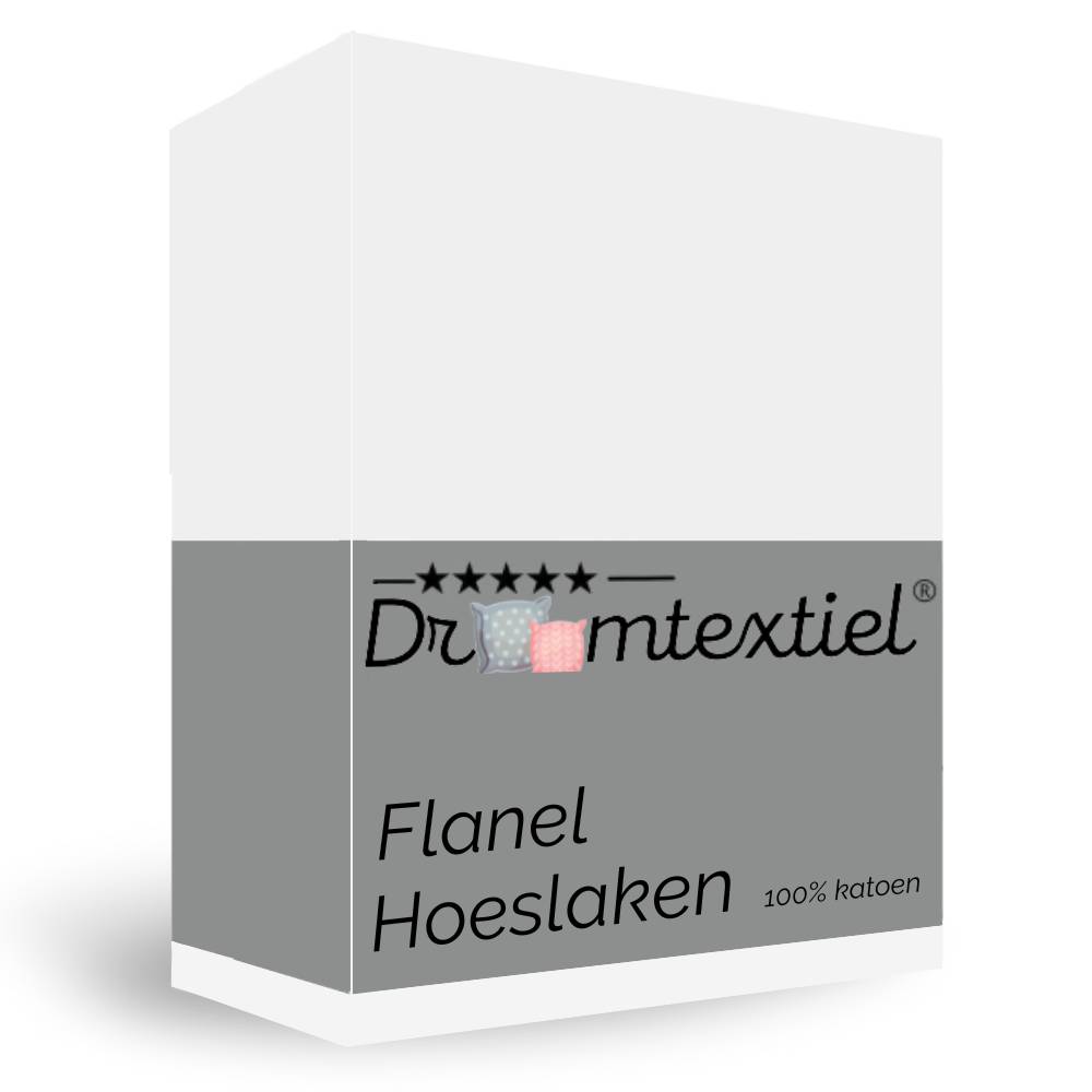 Droomtextiel Hoeslaken Flanel Wit - 200x200 cm